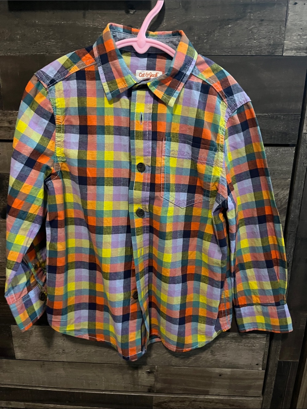 Cat & Jack Multicolor Plaid Button-Up Shirt for Kids size XS 4/5